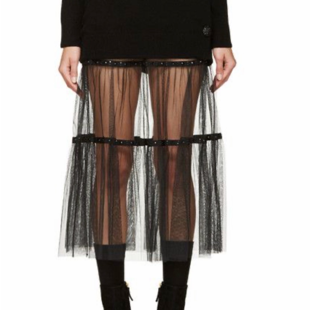 Marc Jacobs Black Sheer Crinoline Tulle Midi Skirt